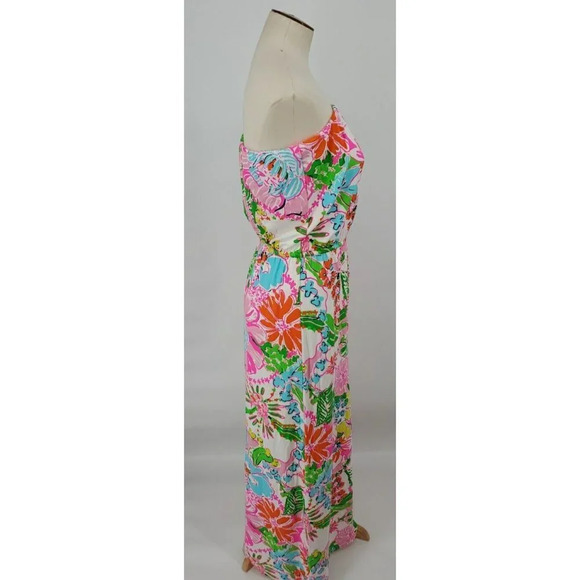 NWT Lilly Pulitzer Target Maxi Dress Size Small Nosey Posey Strapless White Pink - Picture 7 of 11
